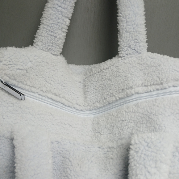 PINK Faux Fur Light Blue Tote Bag - Picture 2 of 3